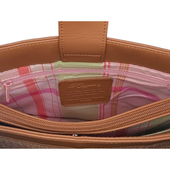 Vintage Fossil Tan Woven Straw Brown Leather Strap Tote Shoulder Bag Boho Y2K - Picture 5 of 5